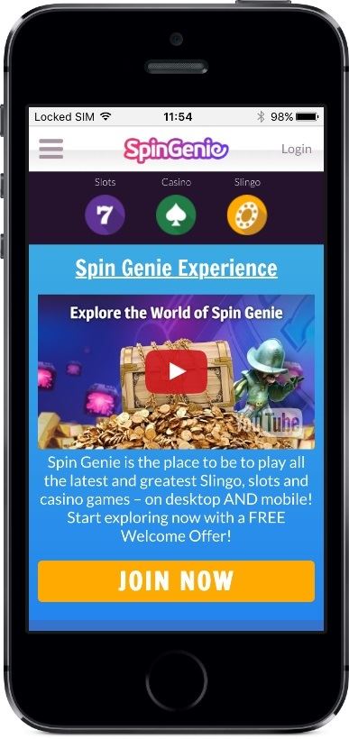 Spin Genie Casino Lobby on Mobile